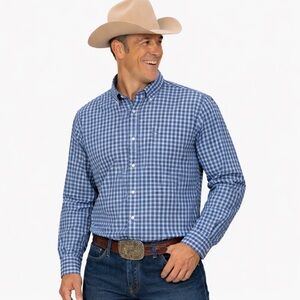 J.Crew Men’s Large Blue Check Button Down Shirt 100% Cotton Washed Casual